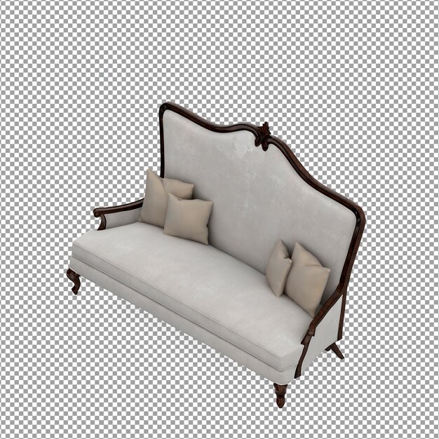 Rendering 3D del divano minimalista isolato