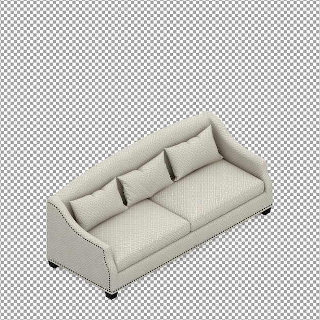 Rendering 3D del divano minimalista isolato