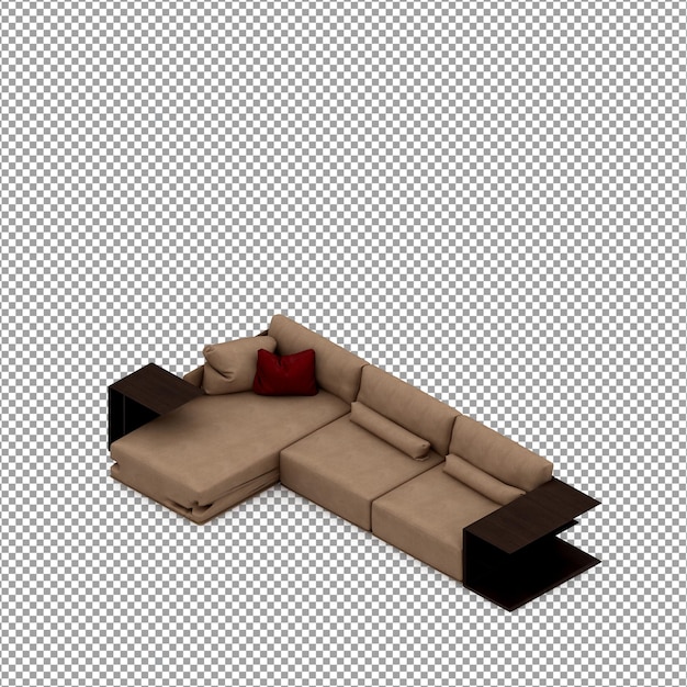 Rendering 3D del divano minimalista isolato