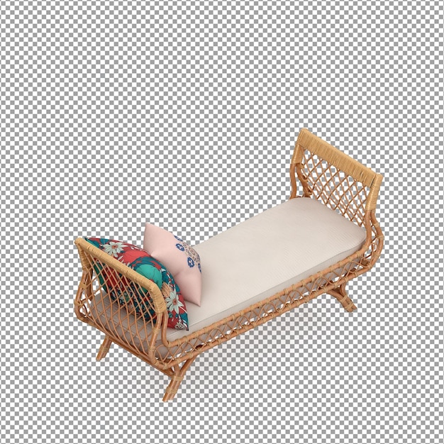 Rendering 3D del divano minimalista isolato