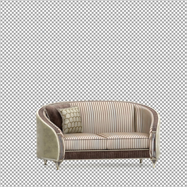 Rendering 3D del divano minimalista isolato