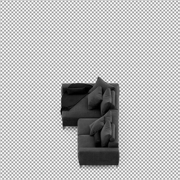 Rendering 3D del divano minimalista isolato