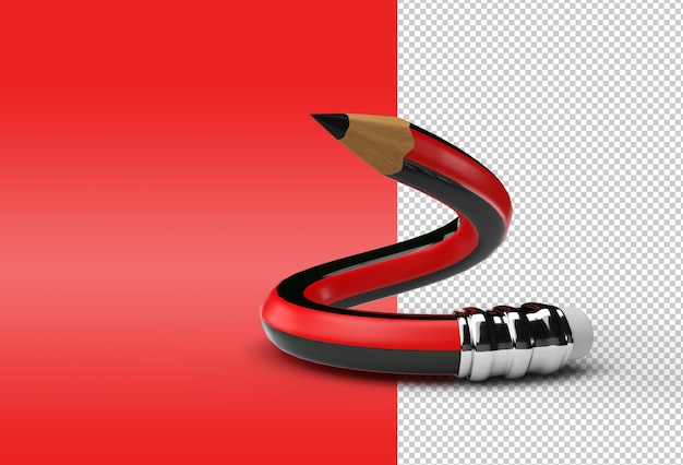Rendering 3D del file Psd trasparente piegato a matita.
