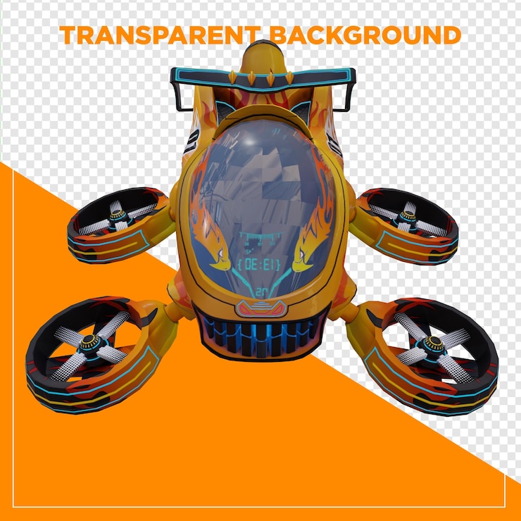 PSD rendering 3d del fuoco del drone con sfondo trasparente