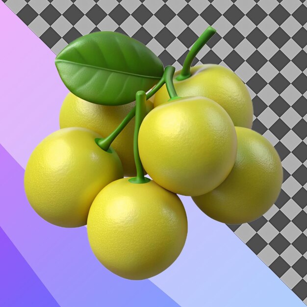 Rendering 3D del grappolo di frutta gialla