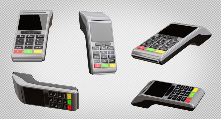 PSD rendering 3d del lettore di carte di credito su sfondo trasparente