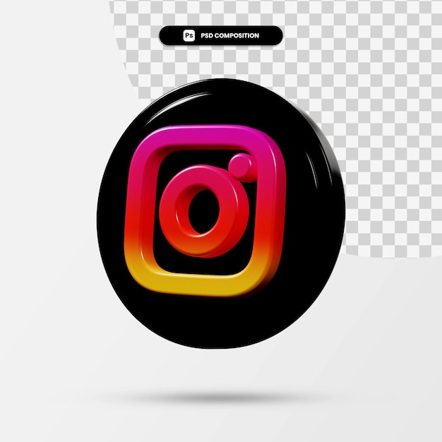 Rendering 3D del logo dell'applicazione instagram isolato