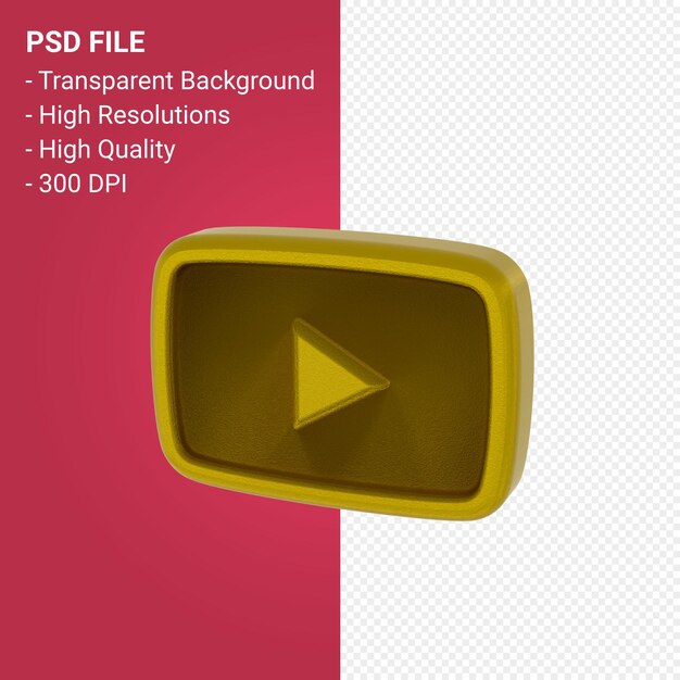 Rendering 3d del logo di Youtube isolato