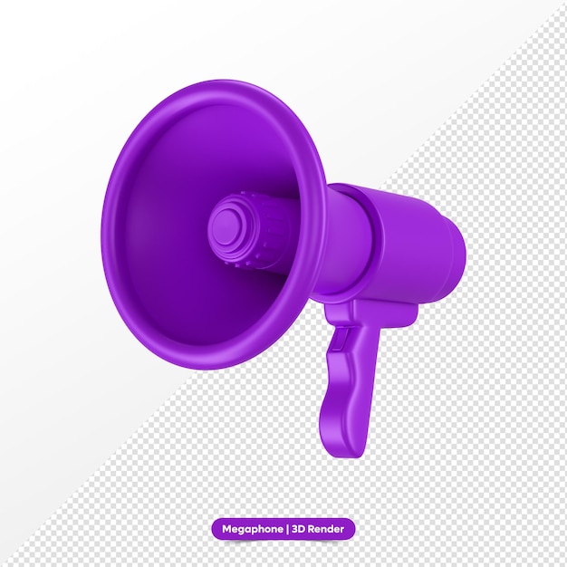 Rendering 3D del megafono viola