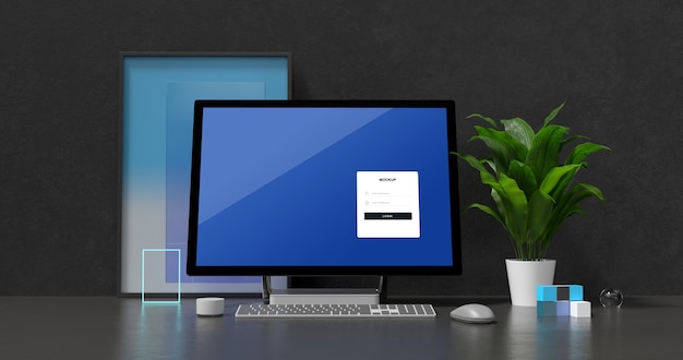 Rendering 3D del mockup del computer