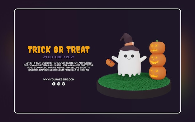 Rendering 3D del modello di banner festa di halloween