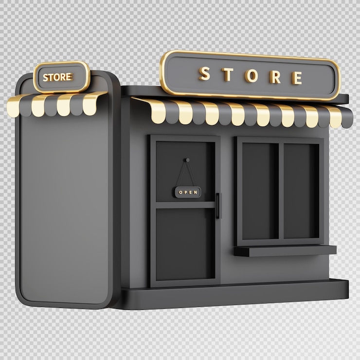 PSD rendering 3d del negozio di shopping online