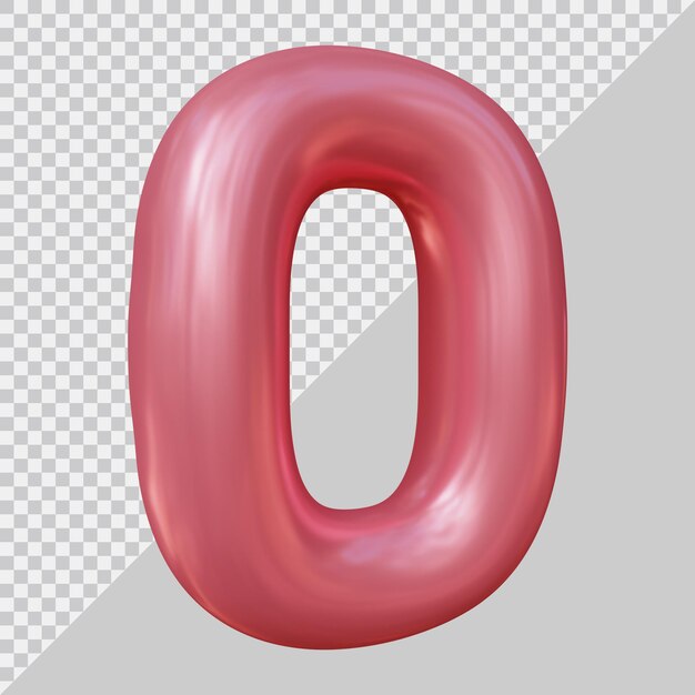 Rendering 3D del numero 0 con stile moderno