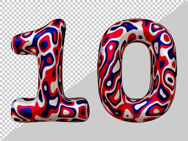 Rendering 3D del numero 10 con uno stile moderno