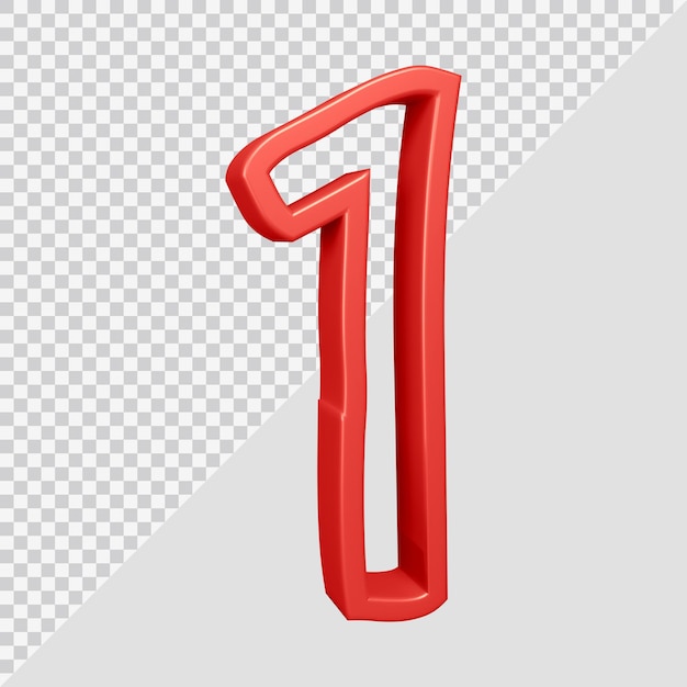Rendering 3D del numero 1