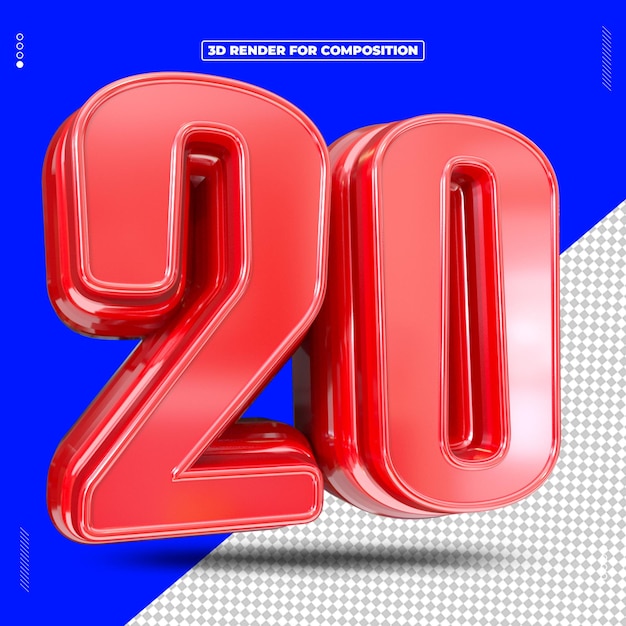 Rendering 3D del numero 20