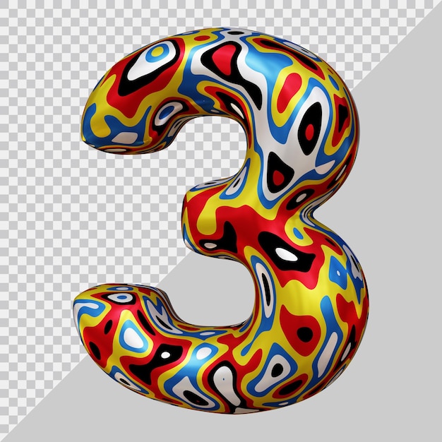 Rendering 3D del numero 3 con stile moderno