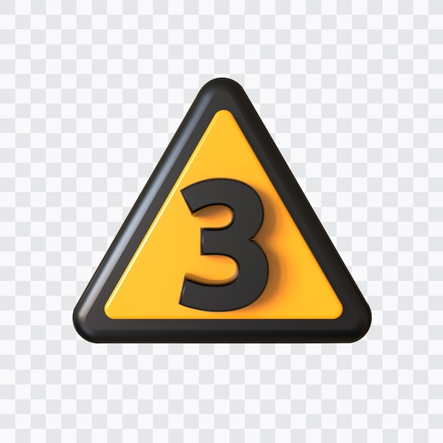 Rendering 3D del numero 3 isolato