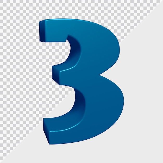 Rendering 3D del numero 3