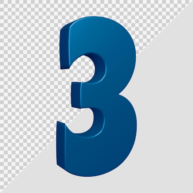 Rendering 3D del numero 3
