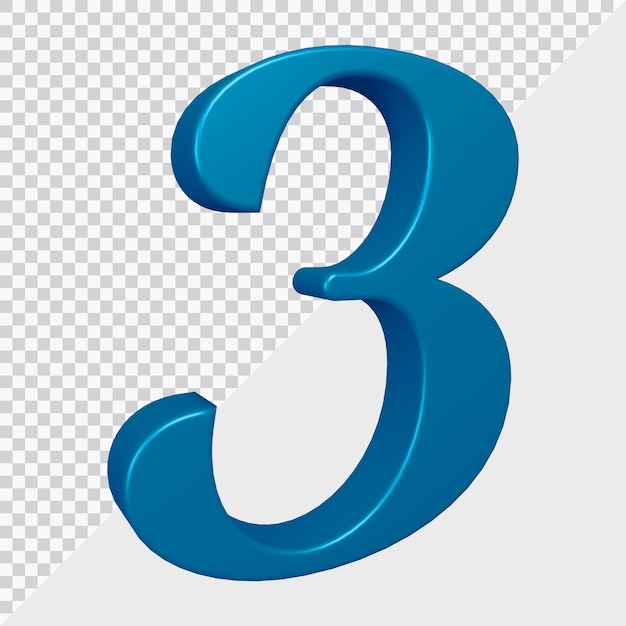 Rendering 3D del numero 3
