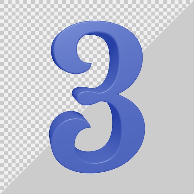 Rendering 3D del numero 3
