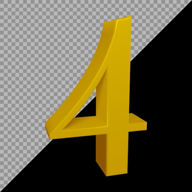 Rendering 3D del numero 4