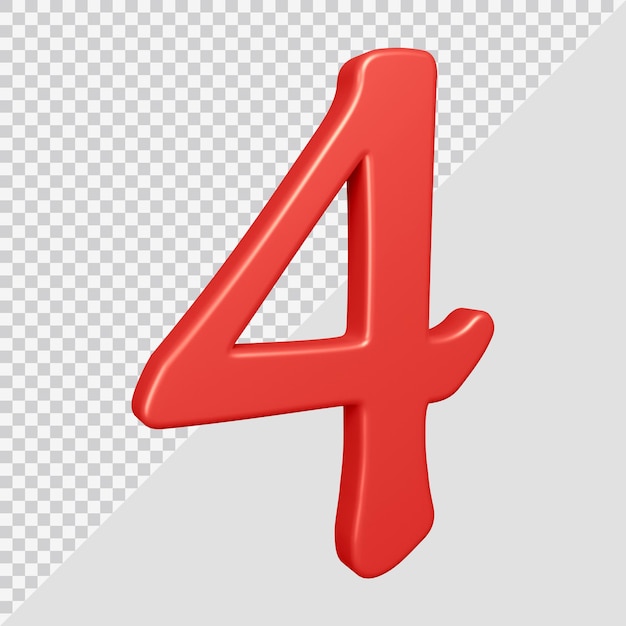 Rendering 3D del numero 4