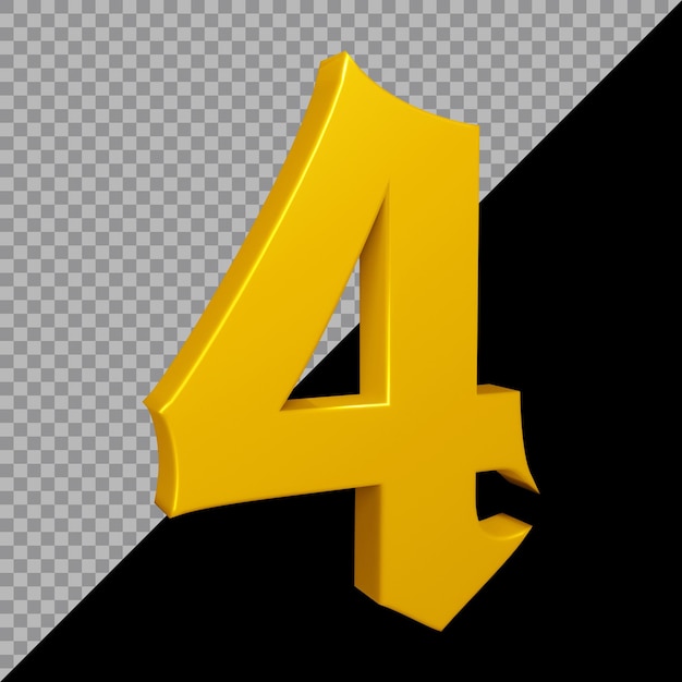 Rendering 3D del numero 4