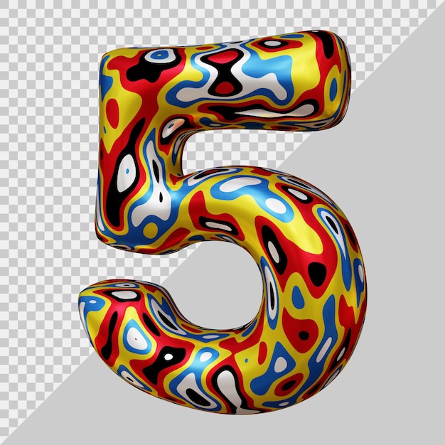 Rendering 3D del numero 5 con stile moderno