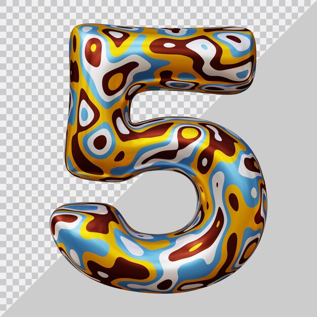 Rendering 3D del numero 5 con stile moderno