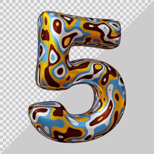 Rendering 3D del numero 5 con stile moderno