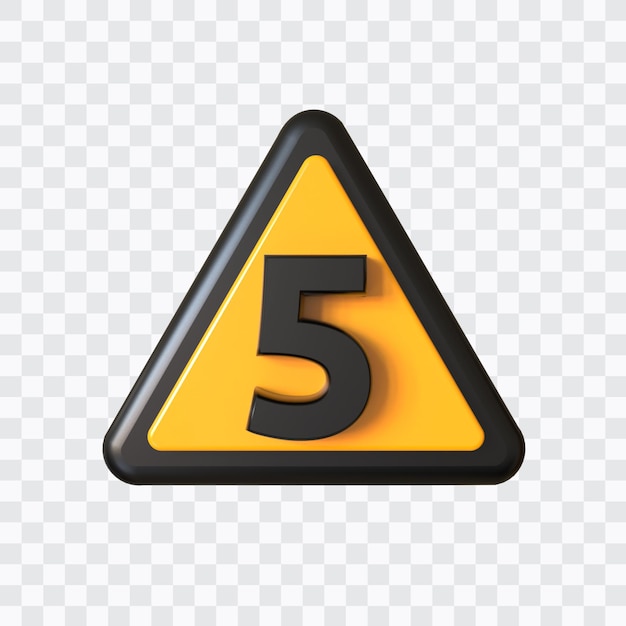 Rendering 3D del numero 5 isolato