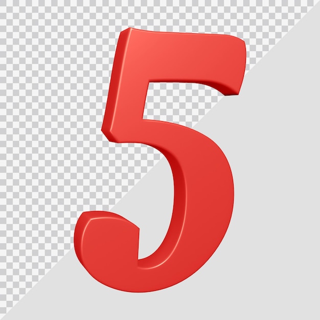 Rendering 3D del numero 5