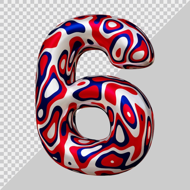 PSD rendering 3d del numero 6 con stile moderno