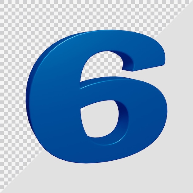 Rendering 3D del numero 6