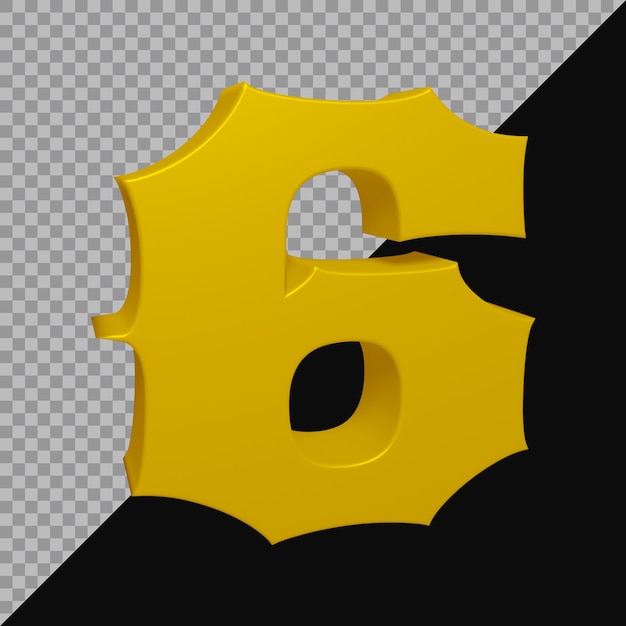 Rendering 3D del numero 6