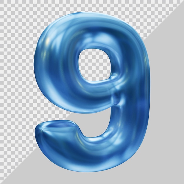 Rendering 3D del numero 9 con stile moderno
