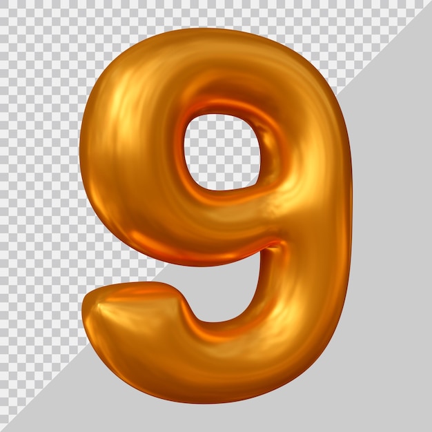 Rendering 3D del numero 9 con stile moderno