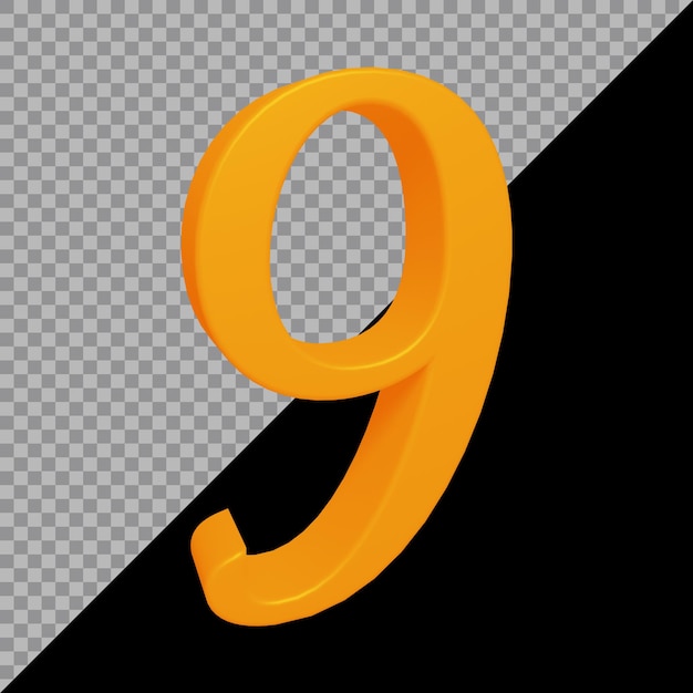 Rendering 3D del numero 9