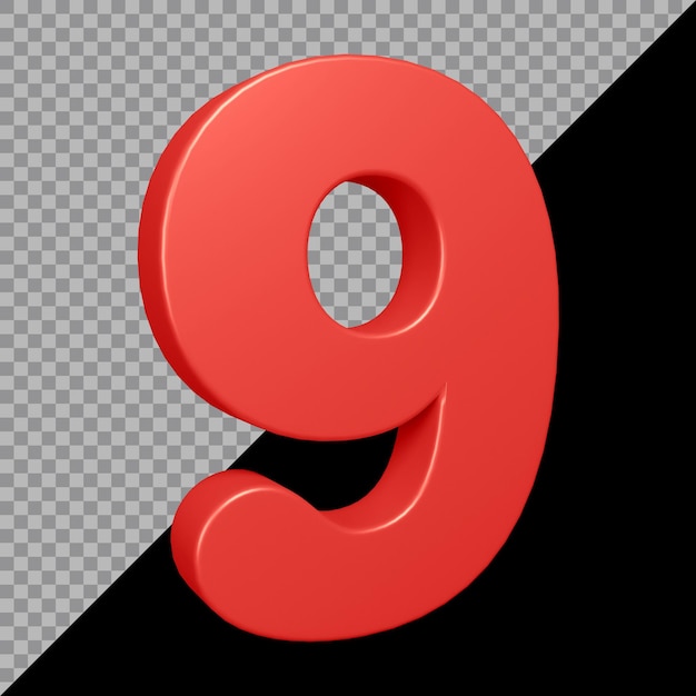 Rendering 3D del numero 9