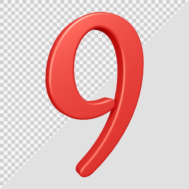Rendering 3D del numero 9