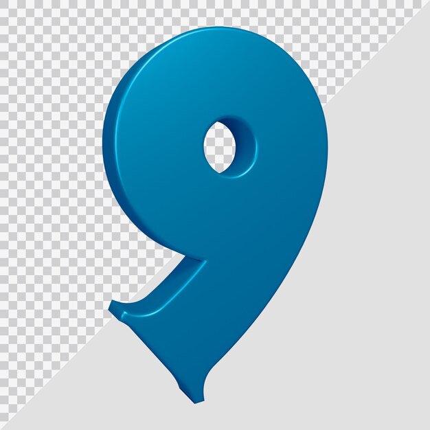 Rendering 3D del numero 9