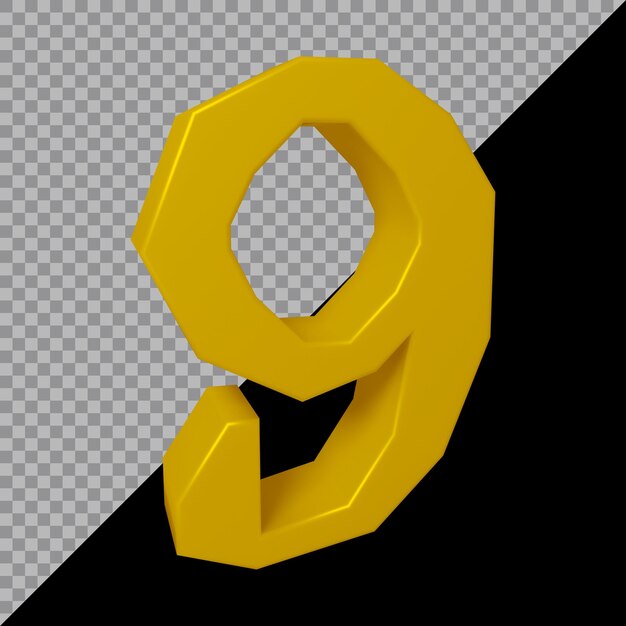 Rendering 3D del numero 9