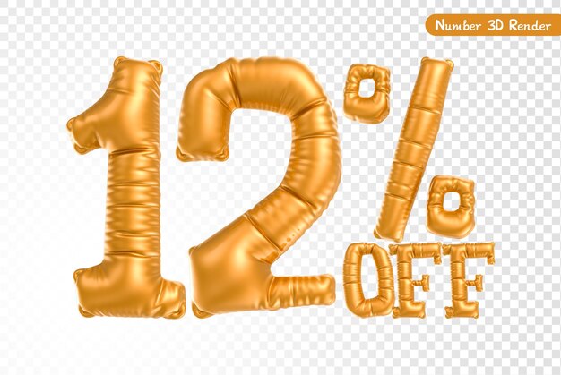 Rendering 3D del numero di palloncino in oro
