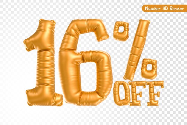 Rendering 3D del numero di palloncino in oro