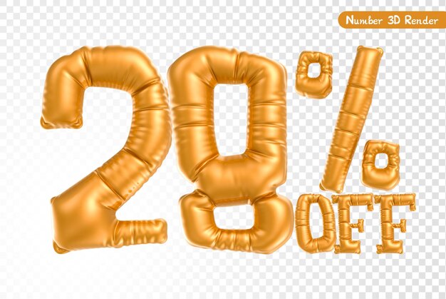 Rendering 3D del numero di palloncino in oro