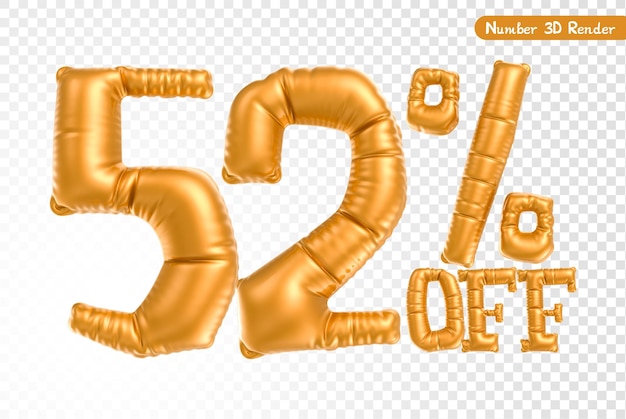 Rendering 3D del numero di palloncino in oro