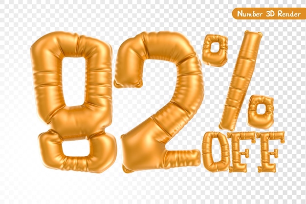 Rendering 3D del numero di palloncino in oro