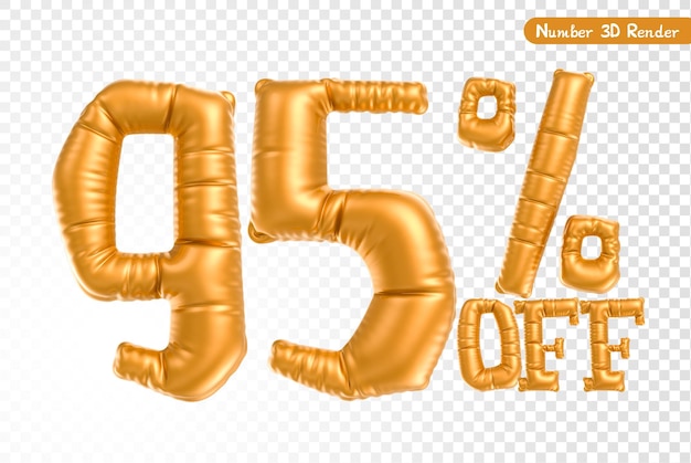 Rendering 3D del numero di palloncino in oro